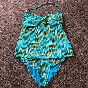 Tye-Dye Tankini with Removable Halter Strap